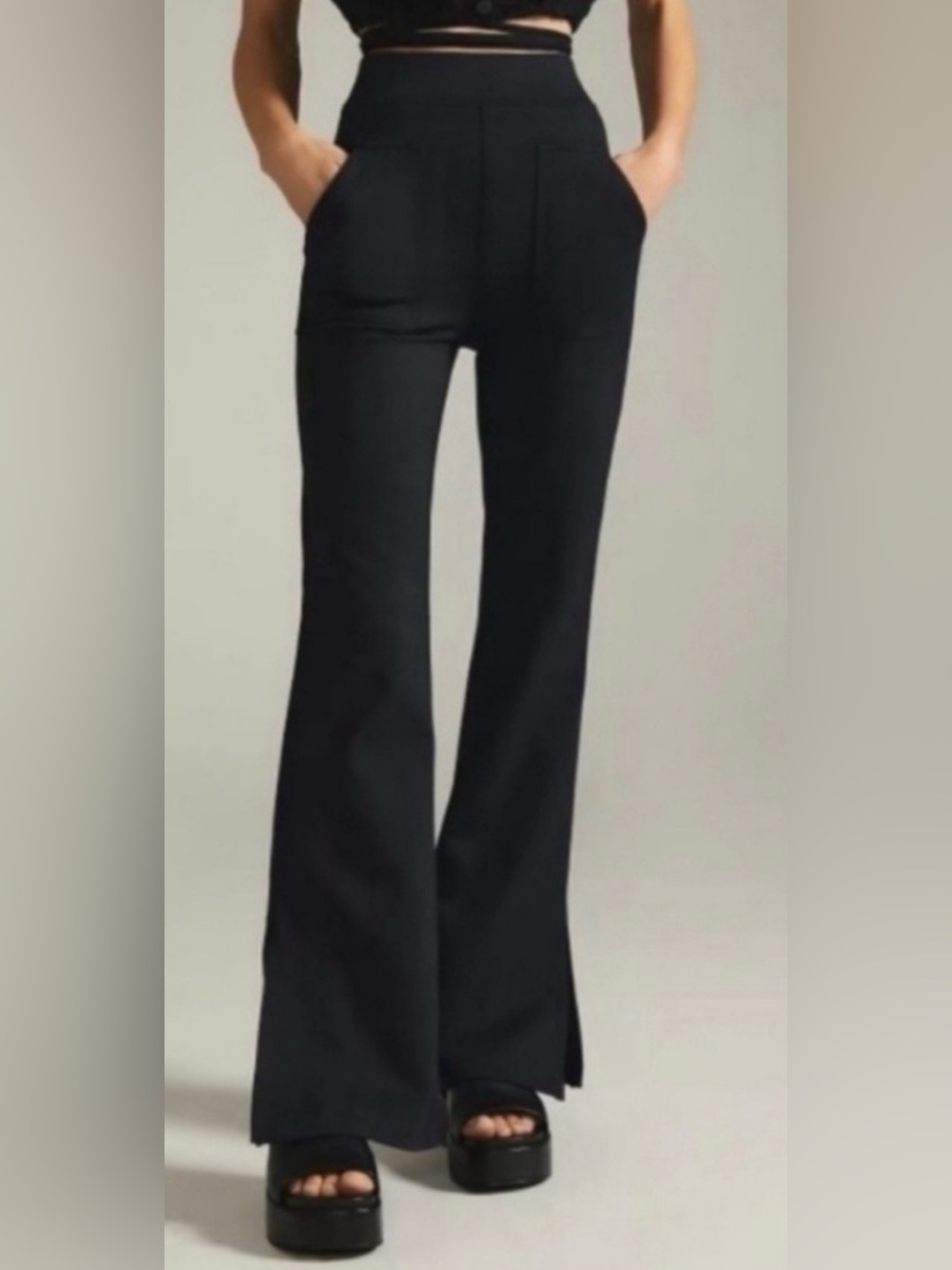 MAEVE By Anthropologie High Rise Flare Leg Pants with Hem Slits